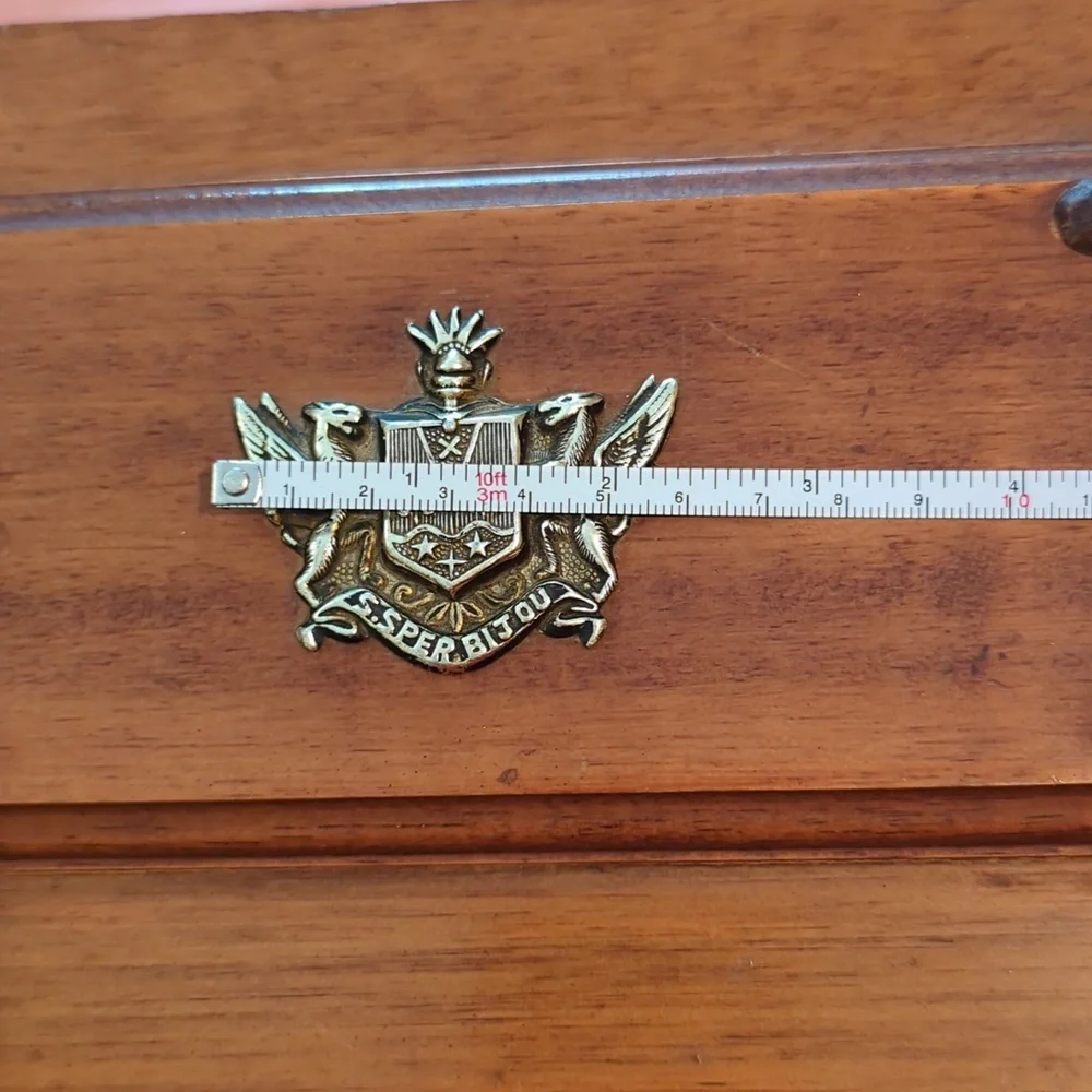 Vintage S. Sper Bijou Wooden Jewelry Box with Family Crest